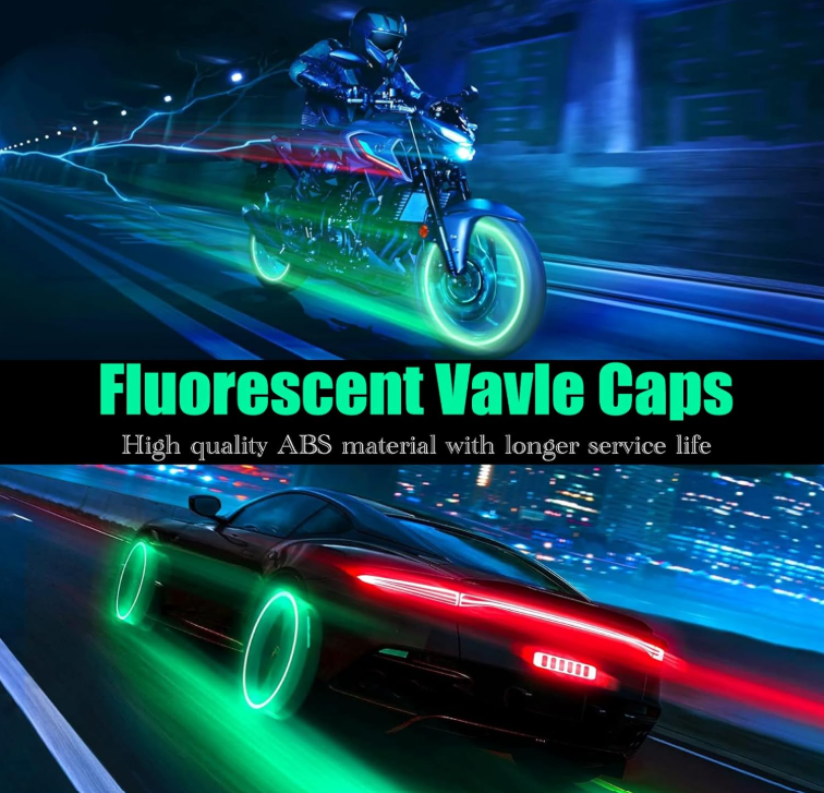 Car Luminous Tire Valve Cap (4 pcs set (Green))